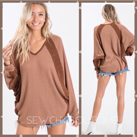 Dolman Sleeve Waffle Knit Top Anthropologie - Picture 2 of 4